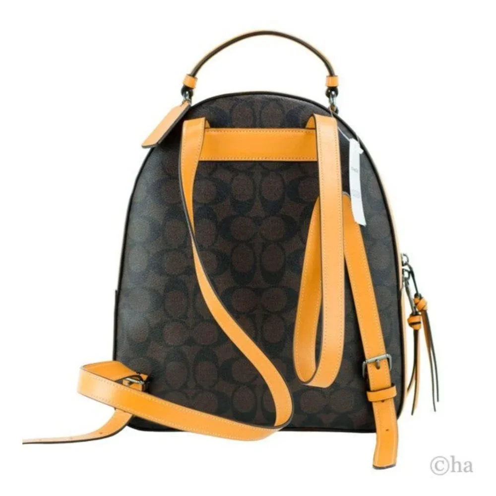 NEW Coach Jordyn Varsity Backpack Brown Buttercup Signature Coated Canvas CB871 - Picture 3 of 7